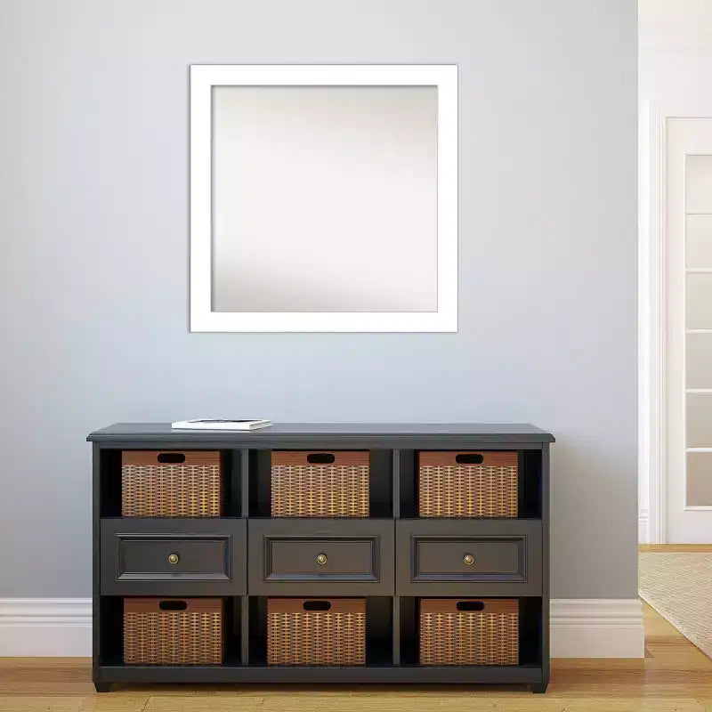Miroir mural blanc à bord biseauté, 30 po x 30 po