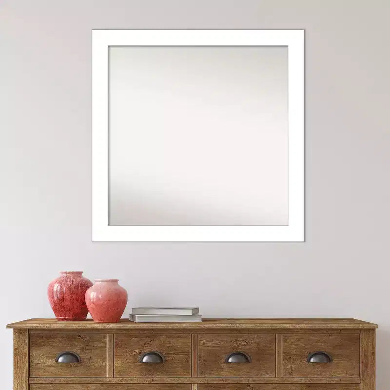 Miroir mural blanc à bord biseauté, 30 po x 30 po