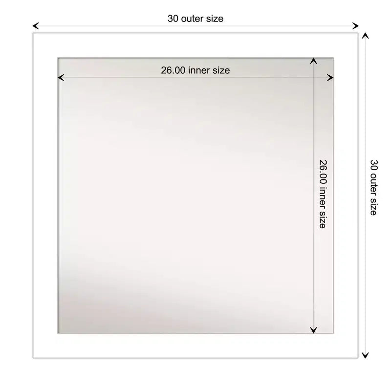 Miroir mural blanc à bord biseauté, 30 po x 30 po