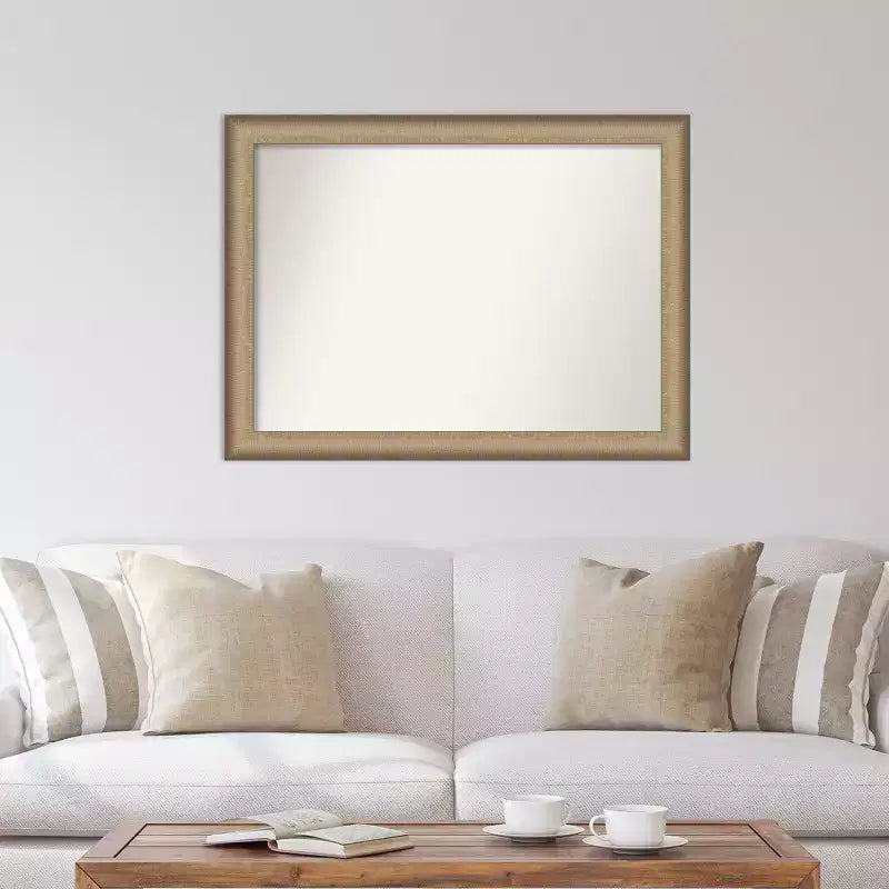 Miroir mural élégant en bronze brossé non biseauté de 43" x 32" : cadre en polystyrène, quincaillerie de montage incluse