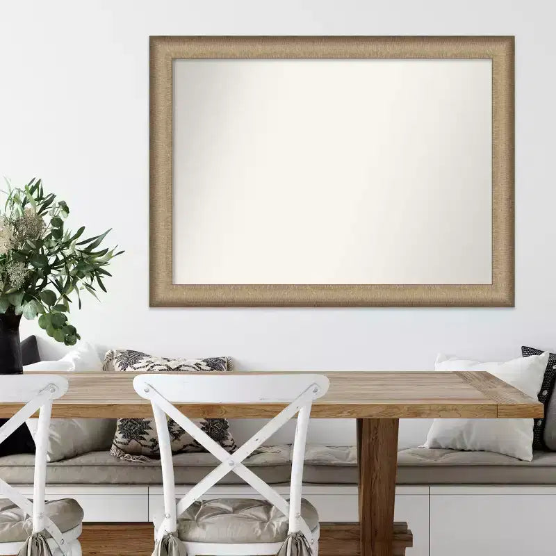 Miroir mural élégant en bronze brossé non biseauté de 43" x 32" : cadre en polystyrène, quincaillerie de montage incluse