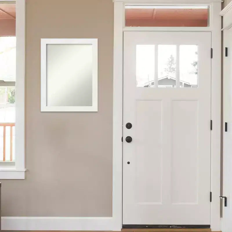 Miroir mural étroit blanc de 55,8 cm x 71,1 cm pour vanité, sans biseau