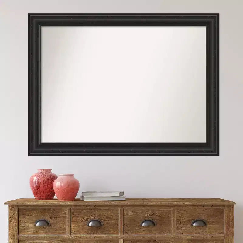 Miroir mural de salle de bain noir « Shipwreck » non biseauté de 44 po x 33 po : rectangle moderne, fixation murale, quincaillerie incluse