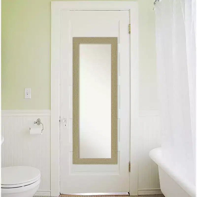 Miroir de porte pleine longueur doré de 18 po x 52 po, mosaïque, sans biseau : Accrochable, cadre en polystyrène