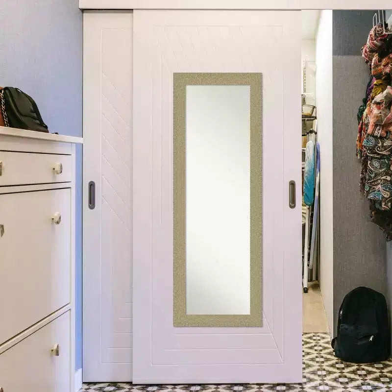 Miroir de porte pleine longueur doré de 18 po x 52 po, mosaïque, sans biseau : Accrochable, cadre en polystyrène