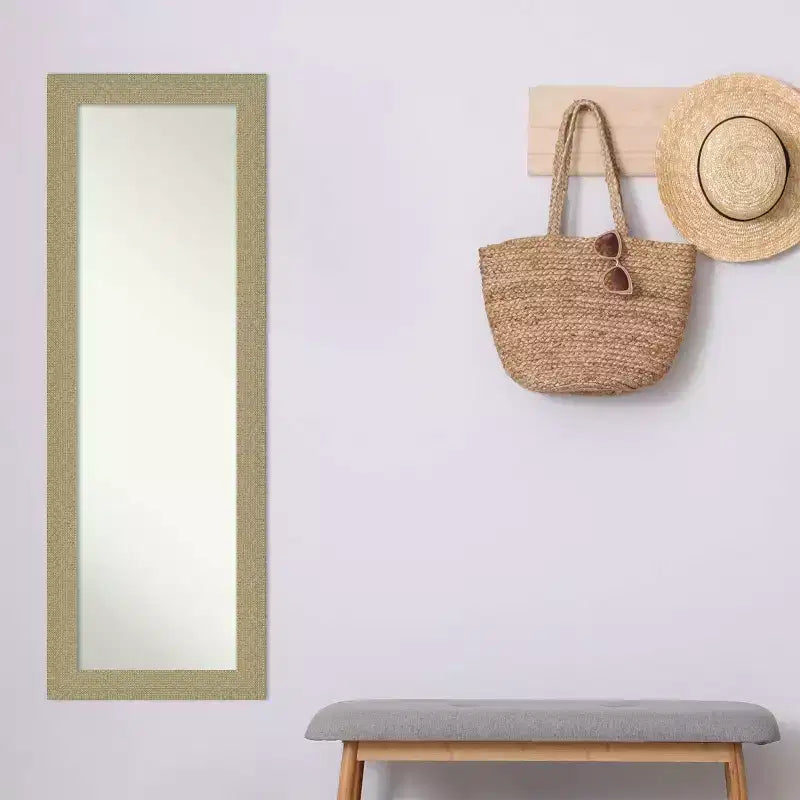 Miroir de porte pleine longueur doré de 18 po x 52 po, mosaïque, sans biseau : Accrochable, cadre en polystyrène
