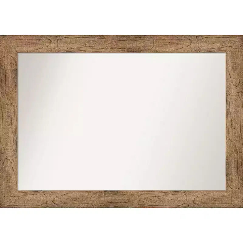 42" x 30" Non-Beveled Owl Wood Bathroom Wall Mirror Brown - Amanti Art: Modern Rectangle, Wall Mount