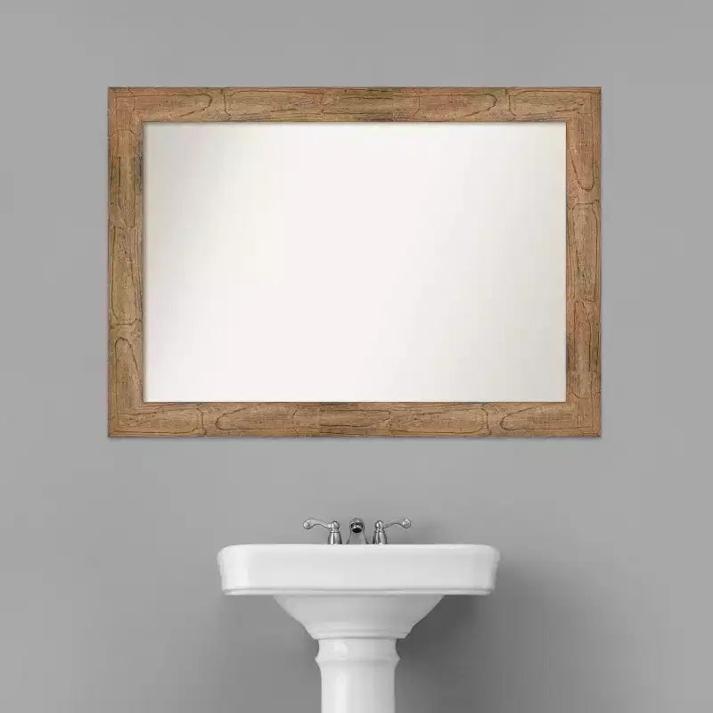 Miroir mural de salle de bain en bois hibou non biseauté 42" x 30" marron : Rectangle moderne, fixation murale