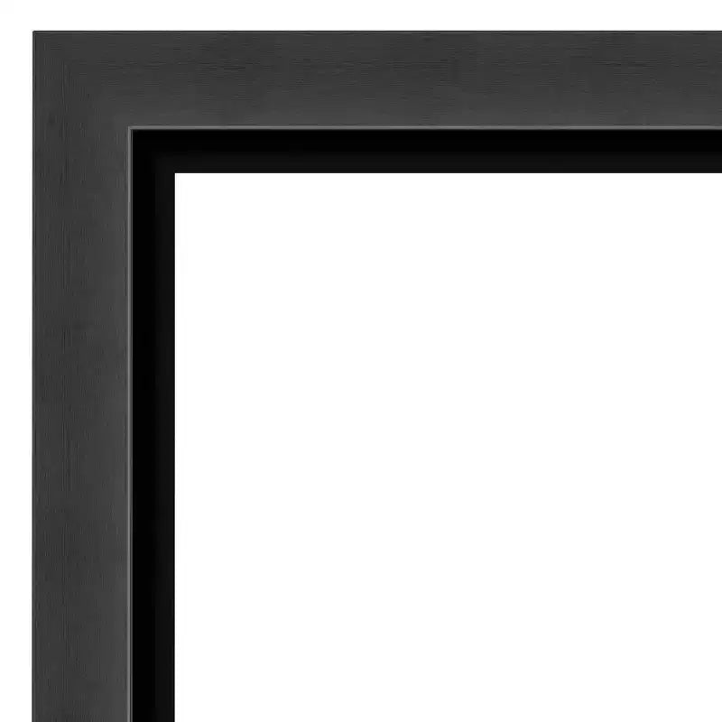 Miroir mural noir Tuxedo de 41 po x 29 po sans biseau : grand, moderne, rectangulaire, cadre en polystyrène