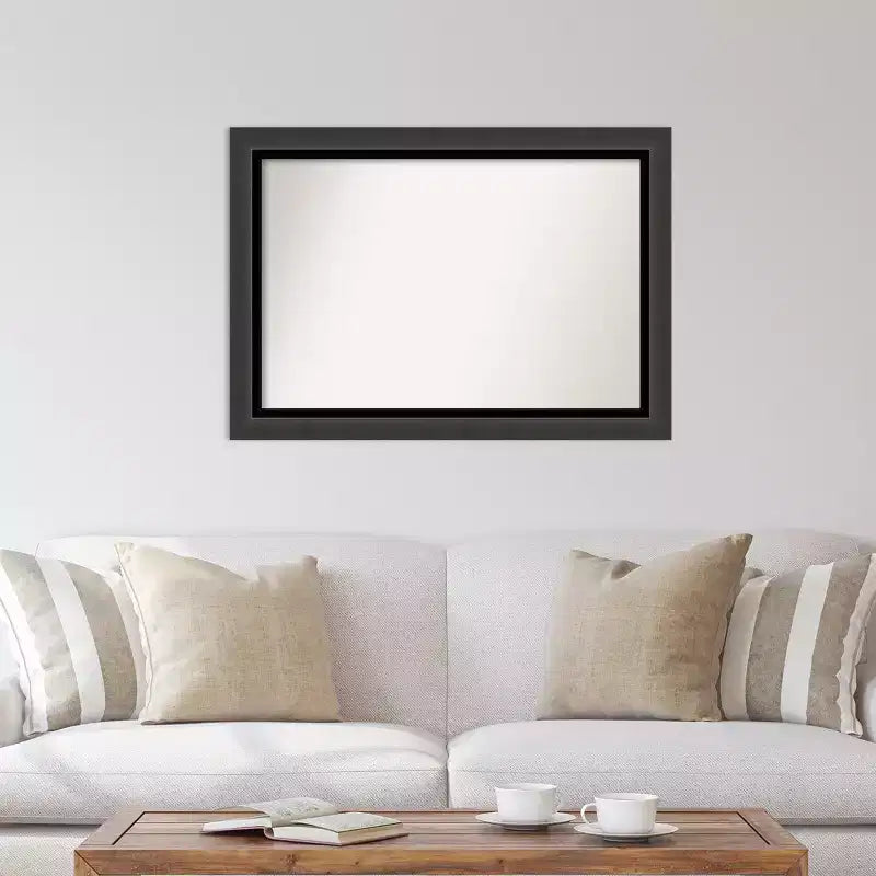 Miroir mural noir Tuxedo de 41 po x 29 po sans biseau : grand, moderne, rectangulaire, cadre en polystyrène