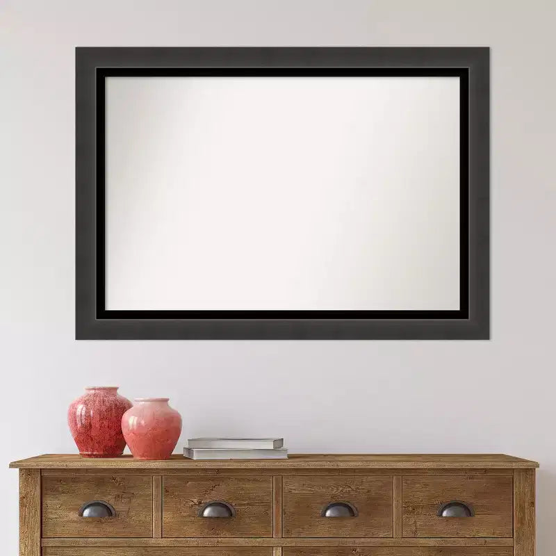Miroir mural noir Tuxedo de 41 po x 29 po sans biseau : grand, moderne, rectangulaire, cadre en polystyrène