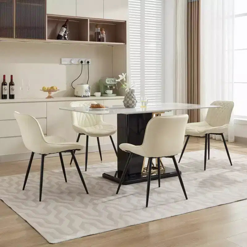 Chaises de salle à manger modernes du milieu du siècle avec revêtement en similicuir, confortables pour la cuisine et la salle à manger