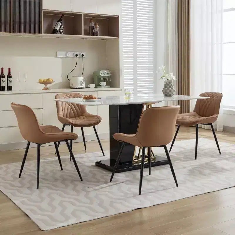 Chaises de salle à manger modernes du milieu du siècle avec revêtement en similicuir, confortables pour la cuisine et la salle à manger