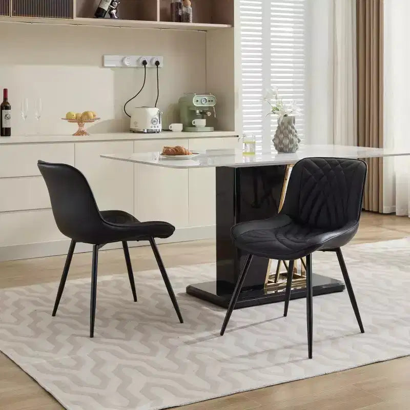 Chaises de salle à manger modernes du milieu du siècle avec revêtement en similicuir, confortables pour la cuisine et la salle à manger