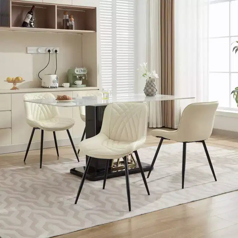 Chaises de salle à manger modernes du milieu du siècle avec revêtement en similicuir, confortables pour la cuisine et la salle à manger