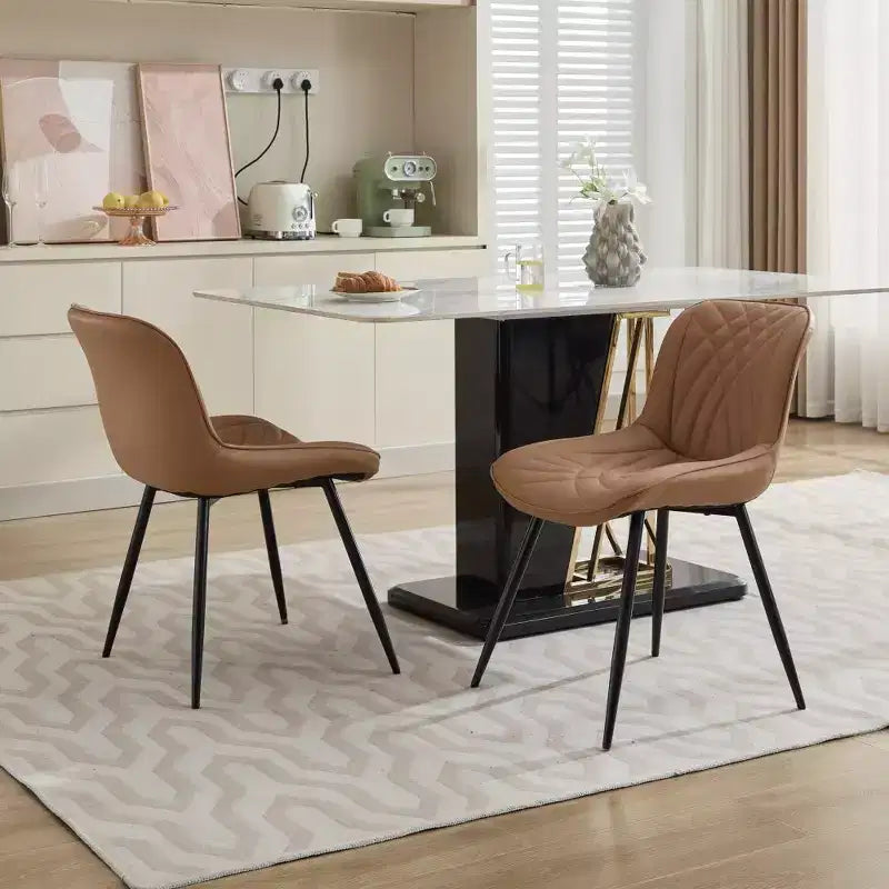 Chaises de salle à manger modernes du milieu du siècle avec revêtement en similicuir, confortables pour la cuisine et la salle à manger