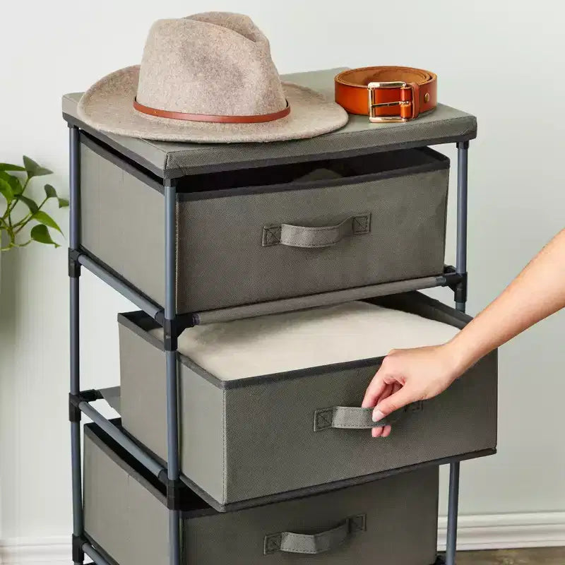 Commode de placard haute à 4 niveaux avec tiroirs - Organisateur de vêtements et petit rangement en tissu pour chambre à coucher