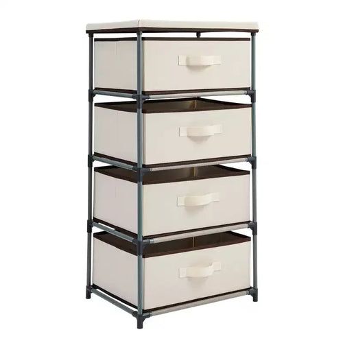 4-Tier Tall Closet Dresser with Drawers - Clothes Organizer and Small Fabric Storage for Bedroom