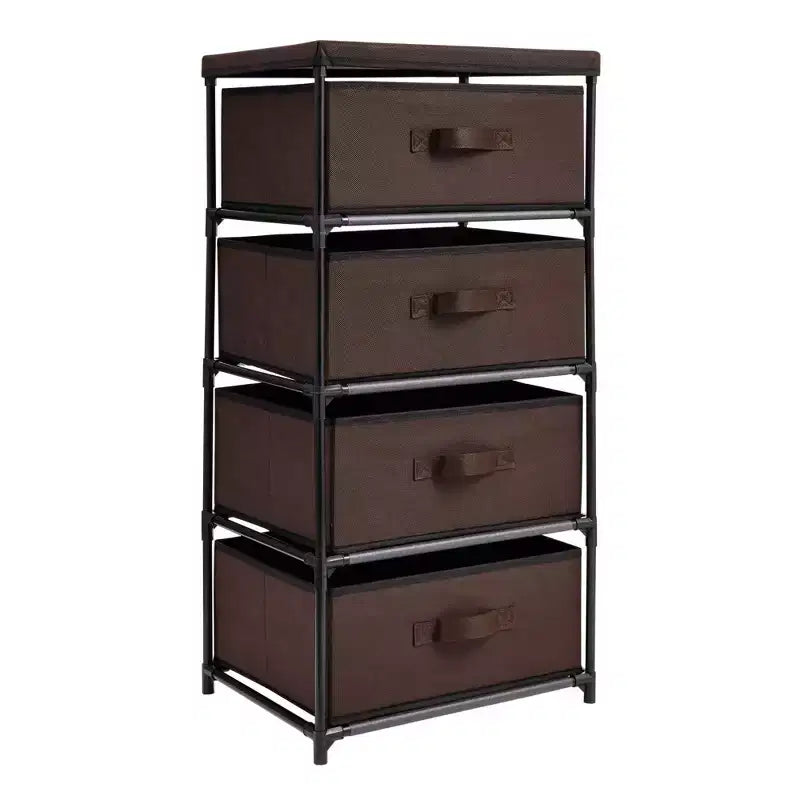 Commode de placard haute à 4 niveaux avec tiroirs - Organisateur de vêtements et petit rangement en tissu pour chambre à coucher