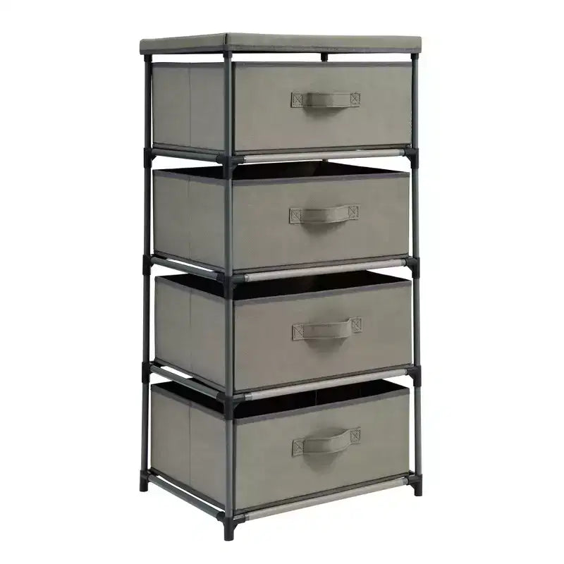 Commode de placard haute à 4 niveaux avec tiroirs - Organisateur de vêtements et petit rangement en tissu pour chambre à coucher