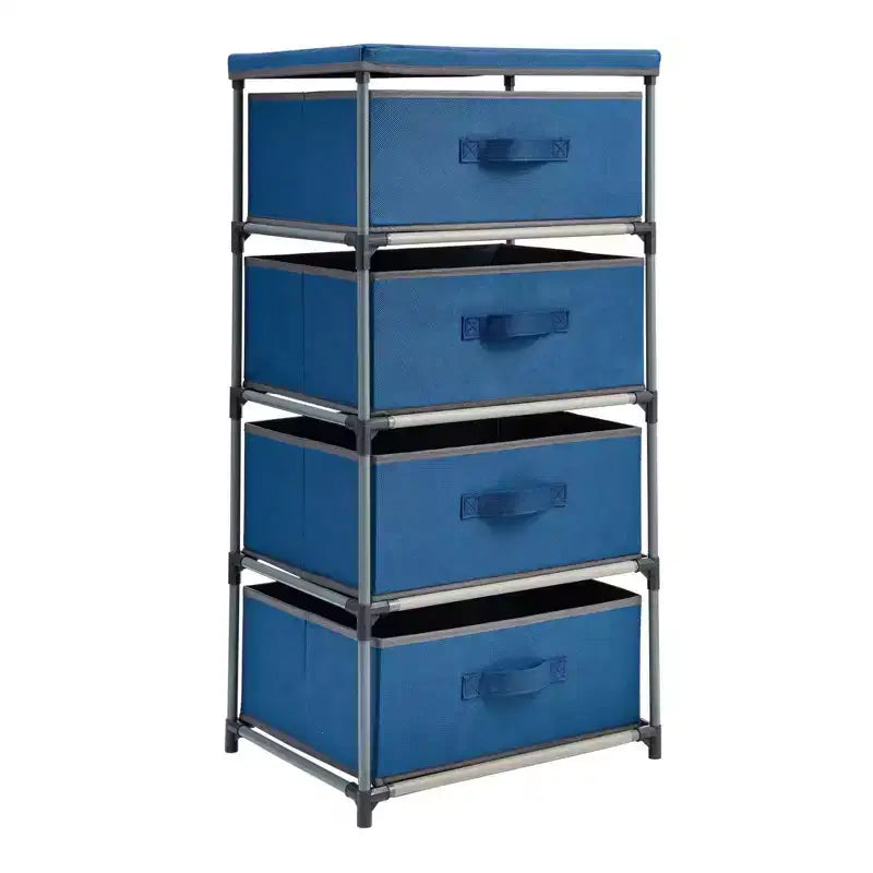 Commode de placard haute à 4 niveaux avec tiroirs - Organisateur de vêtements et petit rangement en tissu pour chambre à coucher