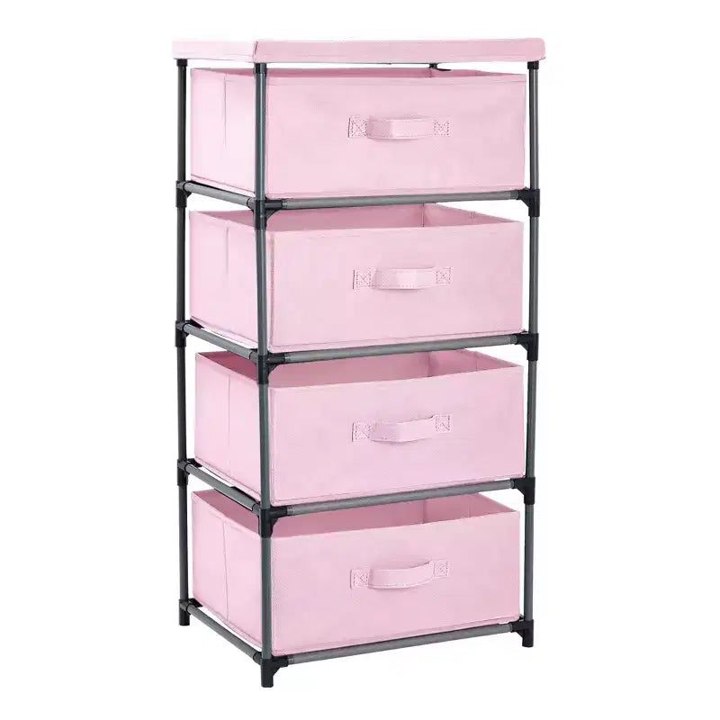 Commode de placard haute à 4 niveaux avec tiroirs - Organisateur de vêtements et petit rangement en tissu pour chambre à coucher