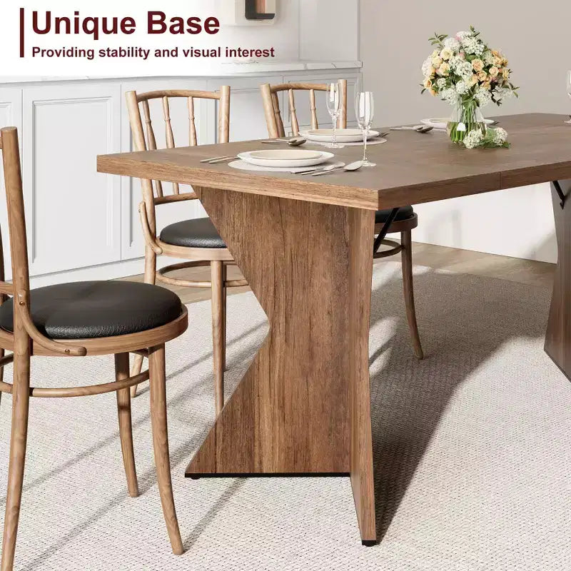 Table à manger de 180 cm pour 6 personnes, avec cadre robuste et pieds en V