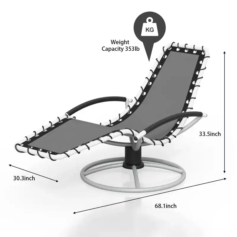 Fauteuil de jardin pivotant d'extérieur, fauteuil de jardin pivotant à dossier haut en textilène, bascule en maille rotative à 360° pour jardin, pelouse, porche, balcon
