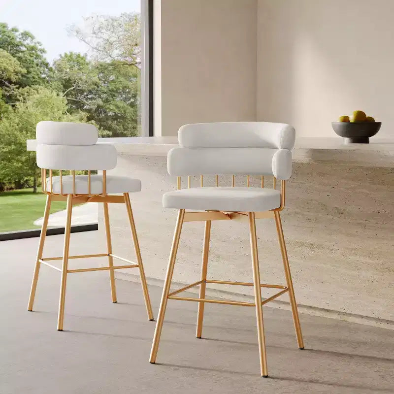 Christopher Knight Home Candy Metal Upholstered 180 Swivel Counter stools with Auto Return (Set of 2)