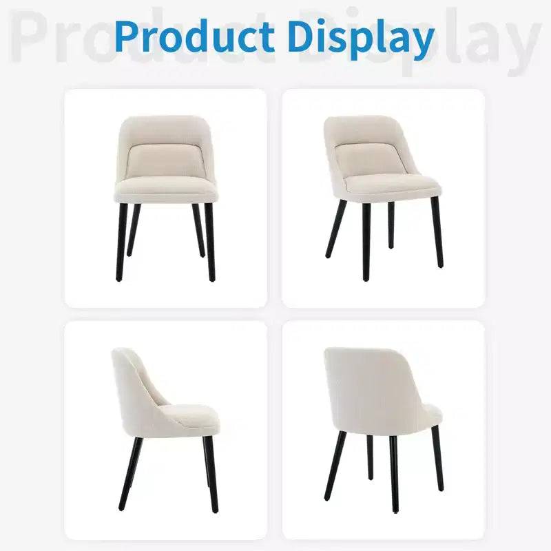 Chaise de salle à manger moderne du milieu du siècle, chaises d'appoint rembourrées en tissu, tissu performant en lin, beige