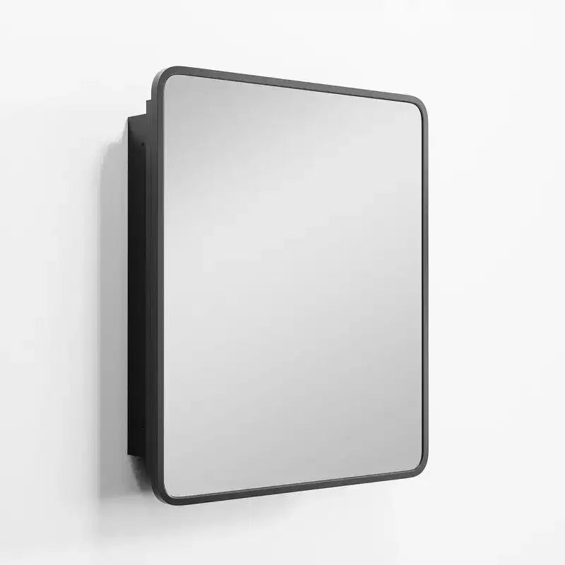 Armoire de toilette 30 x 24 avec miroir, cadre en acier inoxydable et 2 étagères réglables, armoires à pharmacie murales, miroirs rectangulaires encastrés, noire