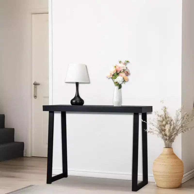 43,3 Table Console à Piétement Trapèze, Cadre en Bois