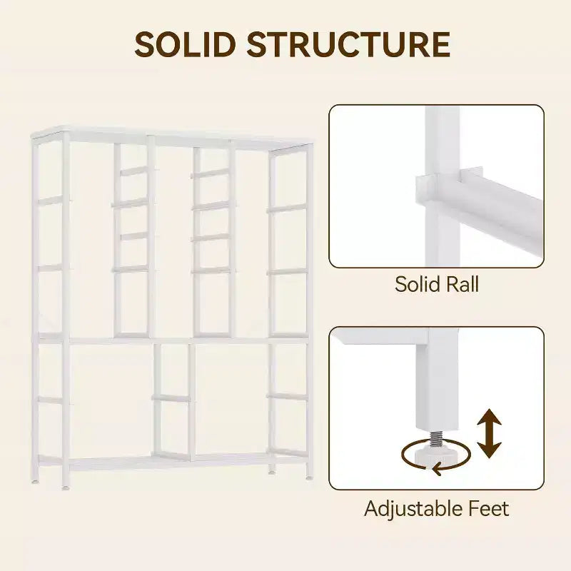 Commode Haute à 15 Tiroirs en Tissu avec Plateau en Bois et Cadre en Métal Robuste, Commode de Rangement Imprimée Grain de Bois pour Chambre, Salon et Couloir