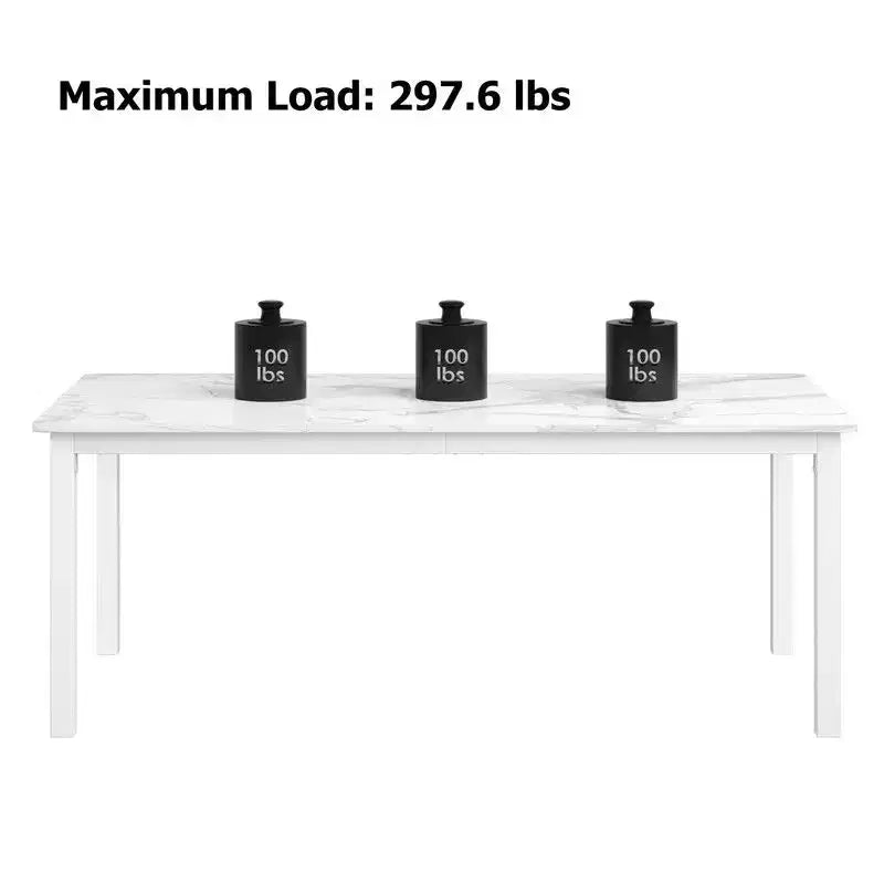 Table à manger industrielle pour 6-8 personnes, longue table de cuisine avec cadre métallique robuste et comptoir rectangulaire à bords arrondis pour le dîner