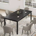 Industrial Dining Table for 6-8 People, Long Kitchen Table with Sturdy Metal Frame & Round Corner Rectangular Counter for Dinner