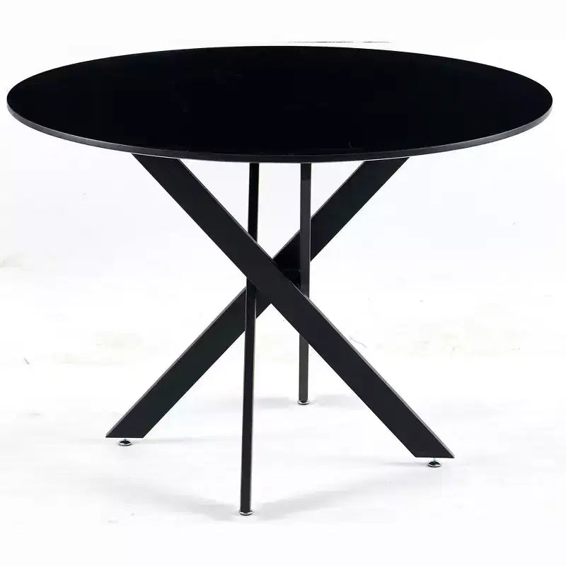 Table à manger ronde 42,1, table basse d'appoint de style Mid-Century avec pieds croisés en métal, table de cuisine pour 4 à 6 personnes
