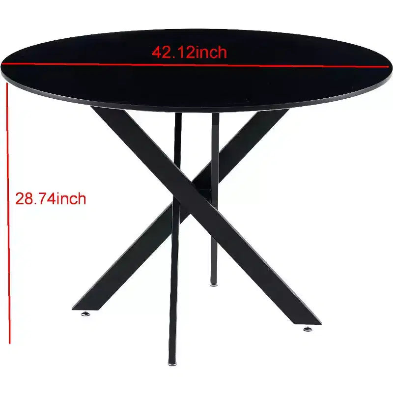 Table à manger ronde 42,1, table basse d'appoint de style Mid-Century avec pieds croisés en métal, table de cuisine pour 4 à 6 personnes