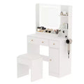GustoWave Vanity Desk with Mirror and Lights, Power Outlet, Makeup Vanity Table Set with Stool, 3 Lighting Modes,Adjustable Brightness, Dressing Table