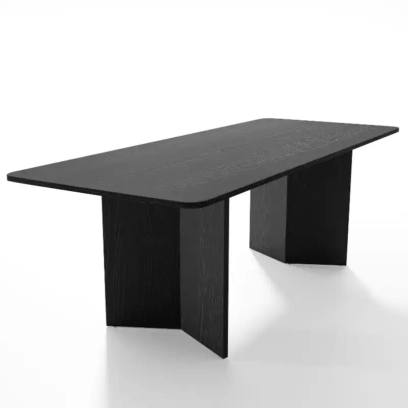 Table de salle à manger de style ferme en bois massif 79 x 33,5 avec pieds en V et plateau carré en bois pour salles à manger modernes et réunions de famille Noir