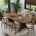 PexFix 79 x 33.5 Solid Wood Farmhouse Dining Table with V-Shaped Legs and Oval Wood Top for Modern Dining Rooms & Family Gatherings Walnut