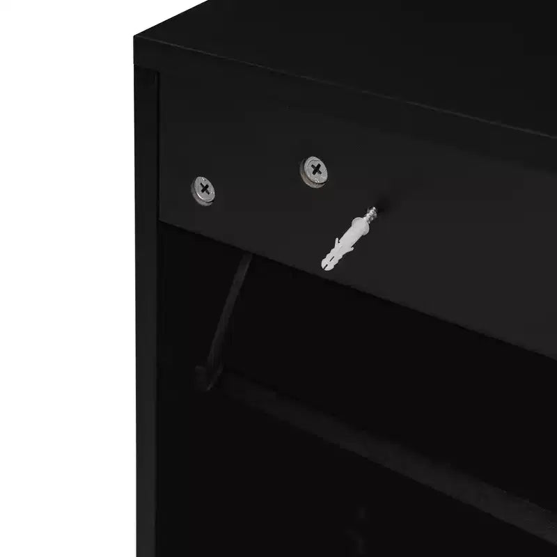 Meuble à chaussures en rotin avec 3 portes, meuble de rangement pour chaussures autoportant moderne, étagère à chaussures pour entrée, noir
