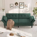 89 Chenille Futon Sofa Bed, Modern Convertible Sleeper Couch with Adjustable Backrest & Armrests, 3-Seat Sofa with 2 Pillows for Apartment