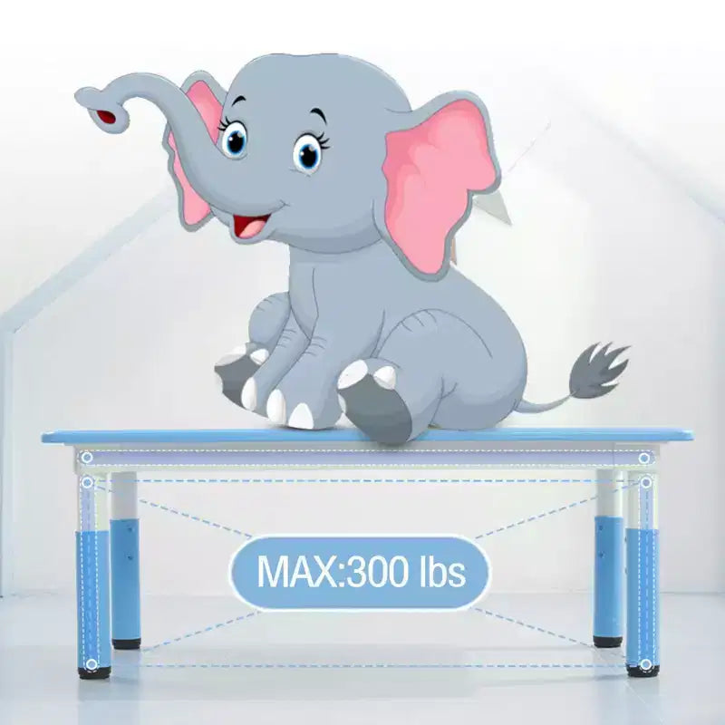 Table et chaise pour enfants, table et 6 chaises réglables en hauteur pour enfants de 2 à 10 ans, table d'activités pour enfants supportant jusqu'à 136 kg, bleue