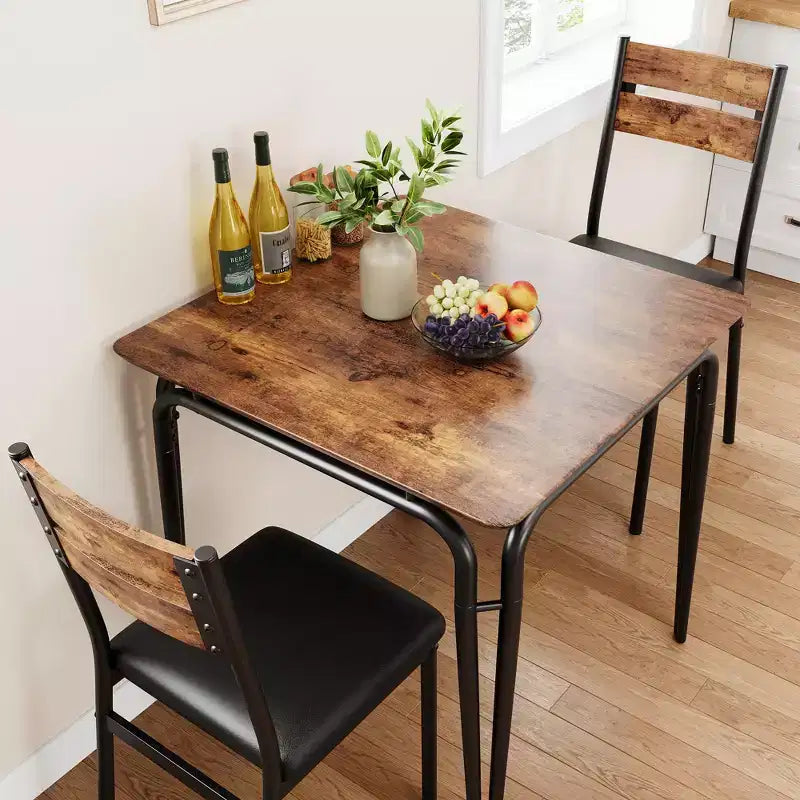 Table de salle à manger pour 2, petite table à manger carrée pour 2, dinette moderne en bois peu encombrante avec rembourrage, ensemble de salle à manger 3 pièces