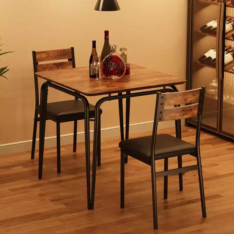 Table de salle à manger pour 2, petite table à manger carrée pour 2, dinette moderne en bois peu encombrante avec rembourrage, ensemble de salle à manger 3 pièces