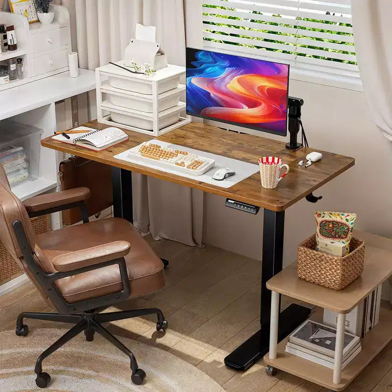 Bureau debout électrique réglable en hauteur, 160 x 71 cm, grand bureau d'ordinateur à mémoire pour la maison et le bureau avec plateau en deux parties