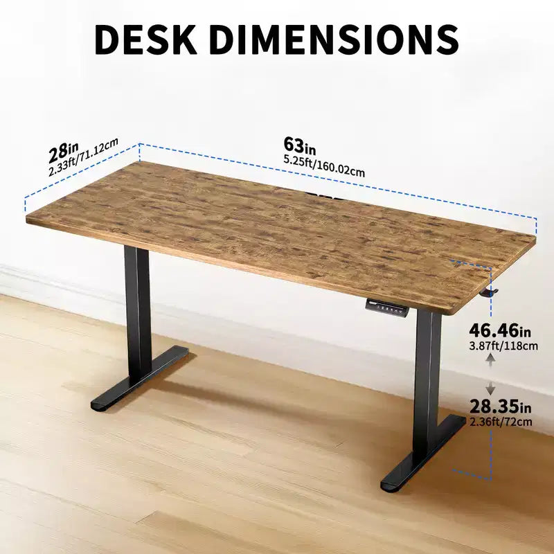 Bureau debout électrique réglable en hauteur, 160 x 71 cm, grand bureau d'ordinateur à mémoire pour la maison et le bureau avec plateau en deux parties