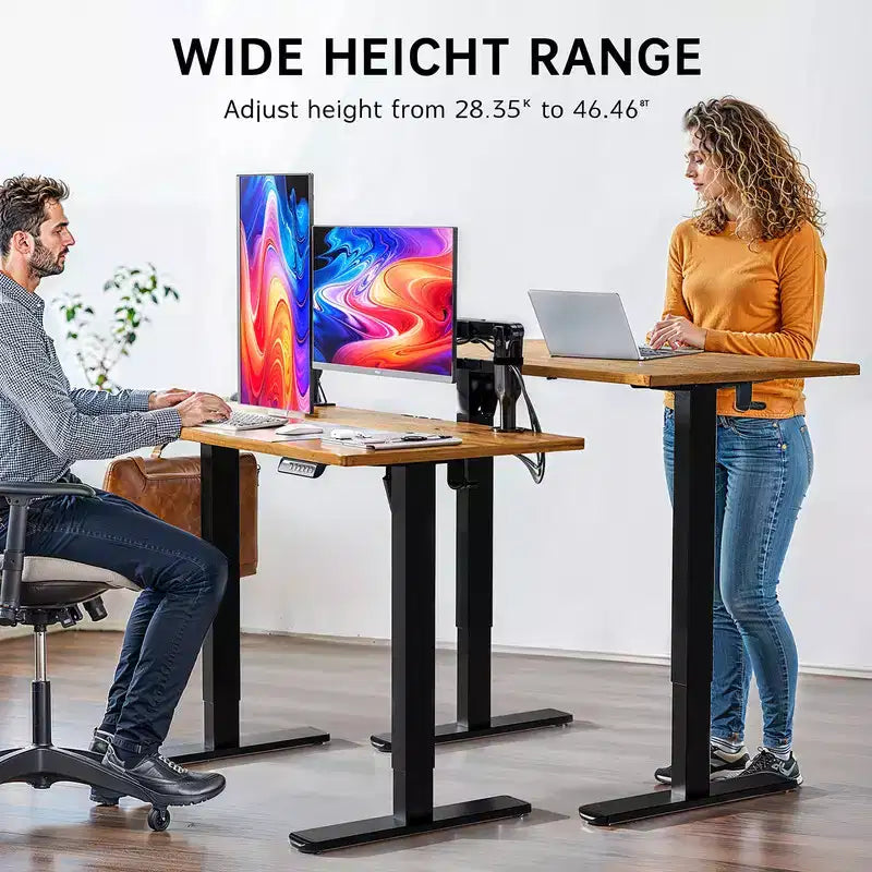 Bureau debout électrique réglable en hauteur, 160 x 71 cm, grand bureau d'ordinateur à mémoire pour la maison et le bureau avec plateau en deux parties