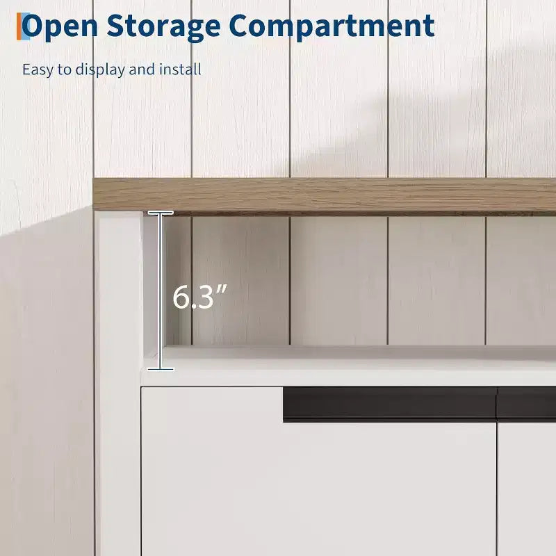 Meuble TV de 160 cm pour téléviseurs jusqu'à 70 pouces, console multimédia de style campagnard avec rangements et étagères réglables, centre de divertissement