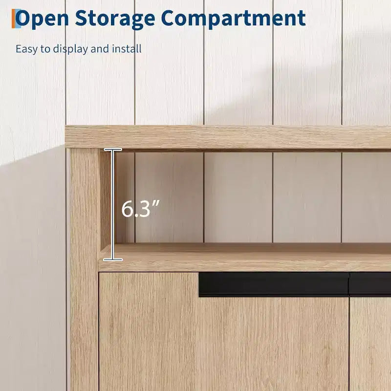 Meuble TV de 160 cm pour téléviseurs jusqu'à 70 pouces, console multimédia de style campagnard avec rangements et étagères réglables, centre de divertissement
